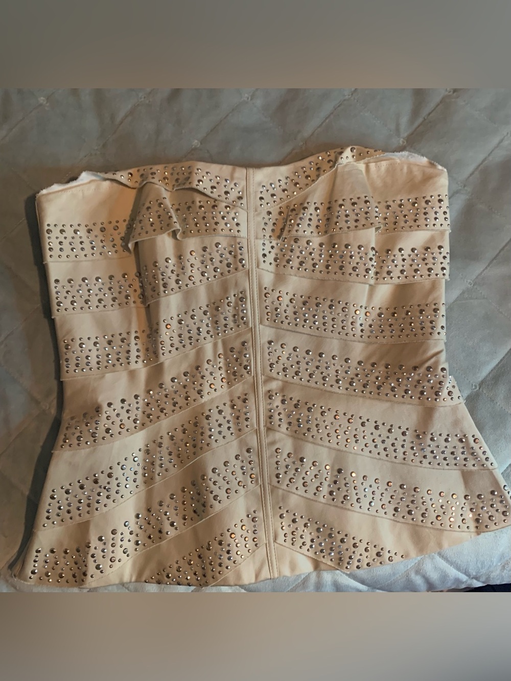 White House Black Market Beige Strapless Studded Bustier